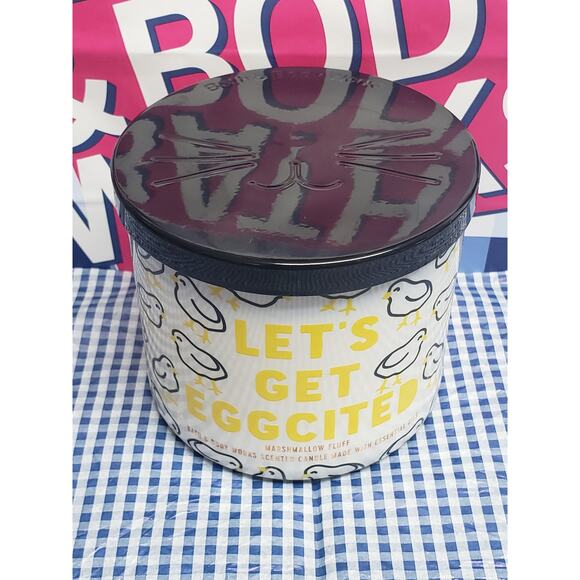 BBW LETS GET EGGCITED Marshmallow Fluff Large 3 Wick Candle Home Fragrance Decor - Picture 1 of 2